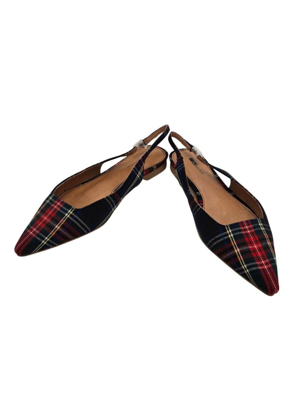 NWT/NIB Matiko Lori Pointy Toe Flats in Green Tartan Size 37/US 6.5